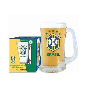 Caneca Scandinavia P/ Cerveja 355ml Globimport Brasão Brasil