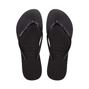 Chinelo Havaianas Slim Glitter II Preto/Cinza - 35/36