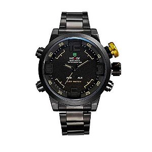 Relógio Masculino Weide Anadigi WH-2309B 10000 Preto/Amarelo