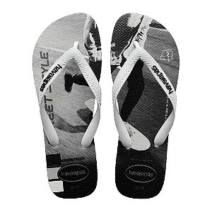 Chinelo Havaianas Hype Branco/Branco/Preto - 43/44