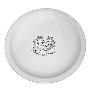 Prato Betelud Porcelana Bodas de Prata Ref.163 Branco