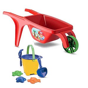 Carriola Infantil com Kit Praia Samba Toys Ref.0082 Vermelho