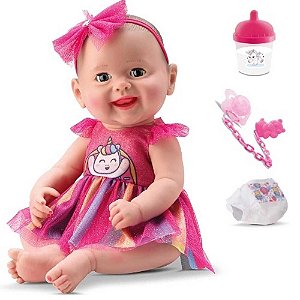 Boneca New Born Divertoys Vestido Arco-Iris Ref.8202