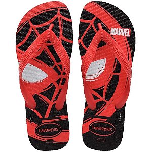 Chinelo Havaianas Top Marvel Logomania Preto/Vermelho 31/32