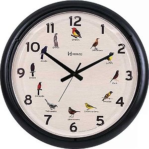 Relógio De Parede Herweg Canto Dos Pássaros 6691-34 Preto