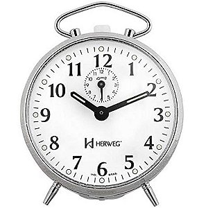 Relógio Despertador Herweg Mecânico 2210-207 - Prata Cromado