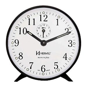 Relógio Despertador Herweg Mecânico Repetição 2320-034 Preto
