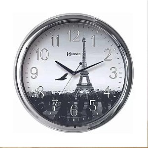 Relógio de Parede Herweg 40cm Quartz 660131-028 Cromado Liso