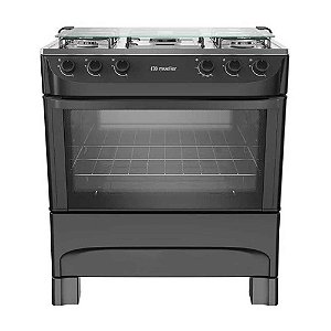 Fogão 5 Bocas Mueller Mesa de Inox MFI5BB Preto Fosco Bivolt