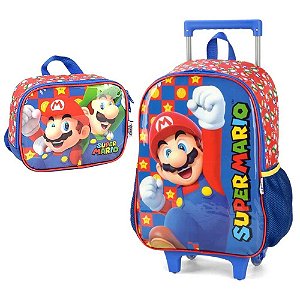 Mochila de Rodas e Lancheira Luxcel Super Mario IC39432MO-VM