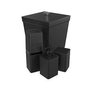 Kit Banheiro Stolf 4 Peças Com Caixa REF. 1555-P - Preto