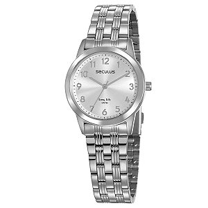 Kit Relógio Feminino Seculus + Pulseira 77009L0SVNA3 Prata