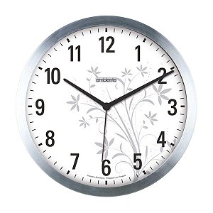 Relógio de Parede Ambiente 25cm Flores 119031-079 Aluminio