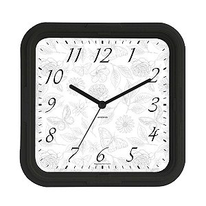 Relógio de Parede Ambiente 23cm Quartz 119087-145 Preto Real