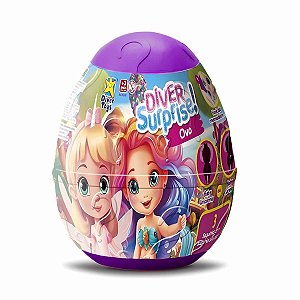 Boneca Diver Surpresa Ovo Divertoys Ref.8248 Roxo