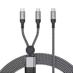 Cabo USB-C Para 2x USB-C Geonav DualFast UCC08M Cinza