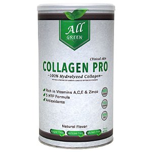 Collagen Pro ( 400G Sem Sabor Hidrolisado + 5HTP - Vegano ) All Green Labs