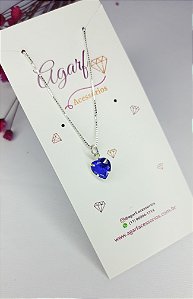Colar love coração Azul Bic prata 925