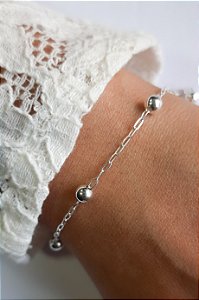 Pulseira bolinha clássica prata 925