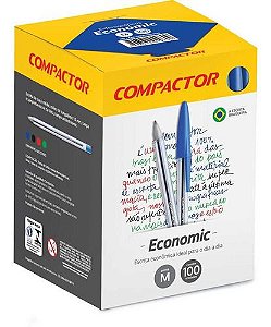 CANETA AZUL COMPACTOR ECONOMICA 1,0 CX/100 UNDS