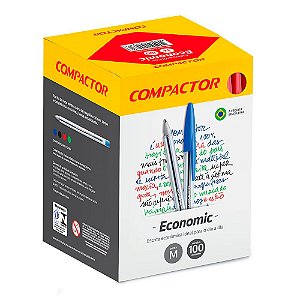 CANETA VERMELHA COMPACTOR ECONOMICA C/100