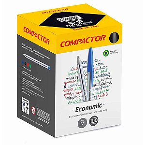 CANETA PRETA COMPACTOR ECONOMICA 1,0 CX/100