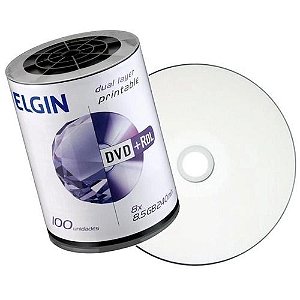 10 UND DVD+R DU ELGIN 8.5GB IMPRIMIVEL DUAL LAYER