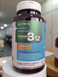 Vitamina B12 Metilcobalamina + Vitamina B9 - 90 pastilhas mastigáveis
