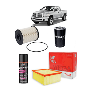 Kit Filtro Ar Filtro Óleo Filtro Combustível Dodge Ram 2500 5.9 2005 Até 2009