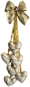 Pingente de corações para porta (branco e dourado) (50 x 10 cm)