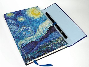 Caderno Noite Estrelada Van Gogh com fechamento em ímã