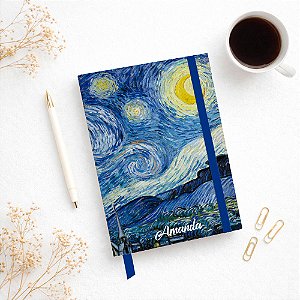 Caderno A5 Noite Estrelada de Van Gogh com elástico