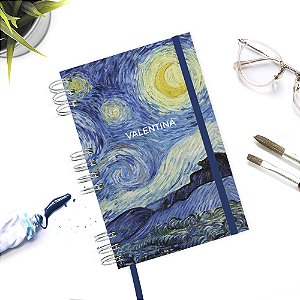 Caderno Noite Estrelada de Van Gogh com Wire-O A5 Personalizado