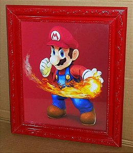 Quadro Super Mario (moldura vermelha)