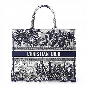 Bolsa Dior Book Tote Canvas Toile de Jouy Tropicalia Azul