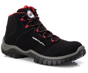 Bota de Segurança em Microfibra - Preto e Vermelho - Estival - EN10071S2 - CA 44558