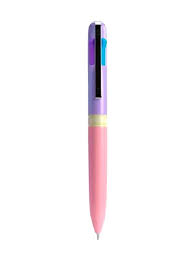 Caneta Esferográfica Cis Candy 4 Cores em 1 - Modelo 3: Vermelho, preto, roxo e azul claro