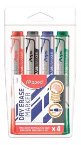 Marcador de Quadro Branco Maped Marker Peps 2mm Estojo com 4 cores