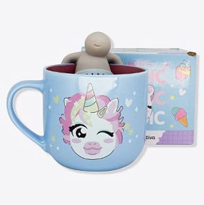 Caneca com Infusor 350ml Unicórnio - Zonacriativa