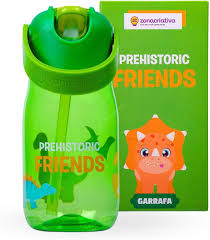 Garrafa Flip Infantil 400ml Dinossauro - ZonaCriativa