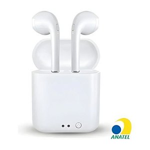Fone Ouvido Bluetooth i7S Sem Fio Recarregavel Android iOS Branco