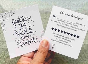 Cartão Agradecimento 1000unid. 4x1 cor 250gr frente e 1 cor no verso