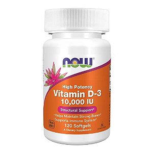Vitamina D3 10000 IU Importada (120 Cápsulas) - Now Foods
