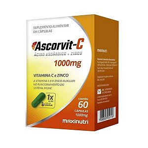 Ascorvit-C 1000mg Vitamina C+Zinco (60 Cápsulas) - Maxinutri