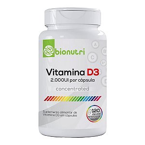 Vitamina D3 2000ui (120 Cápsulas) - Bionutri