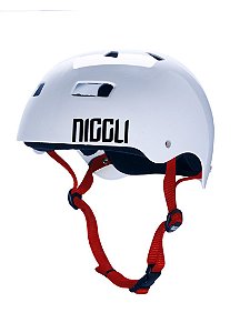 CAPACETE NIGGLI BRANCO IRON PRO (FITA VERMELHA) - TAMANHOS PP, P, M, G e GG (consulte)
