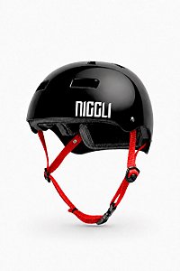 CAPACETE NIGGLI PRETO IRON PRO (FITA VERMELHA) - TAMANHOS PP, P, M, G e GG (consulte)