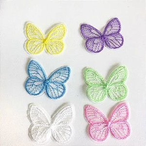 Borboleta de Tecido Bordado - Unidade