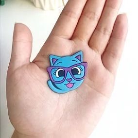 Aplique Emborrachado Bolofofos - Gatinha Azul
