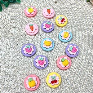 Aplique de Resina Flor com Frutinhas 5 unidades mistas